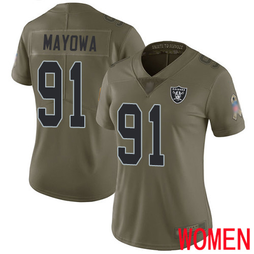 Oakland Raiders Limited Olive Women Benson Mayowa Jersey NFL Football #91 2017 Salute to Service Jersey->women nfl jersey->Women Jersey